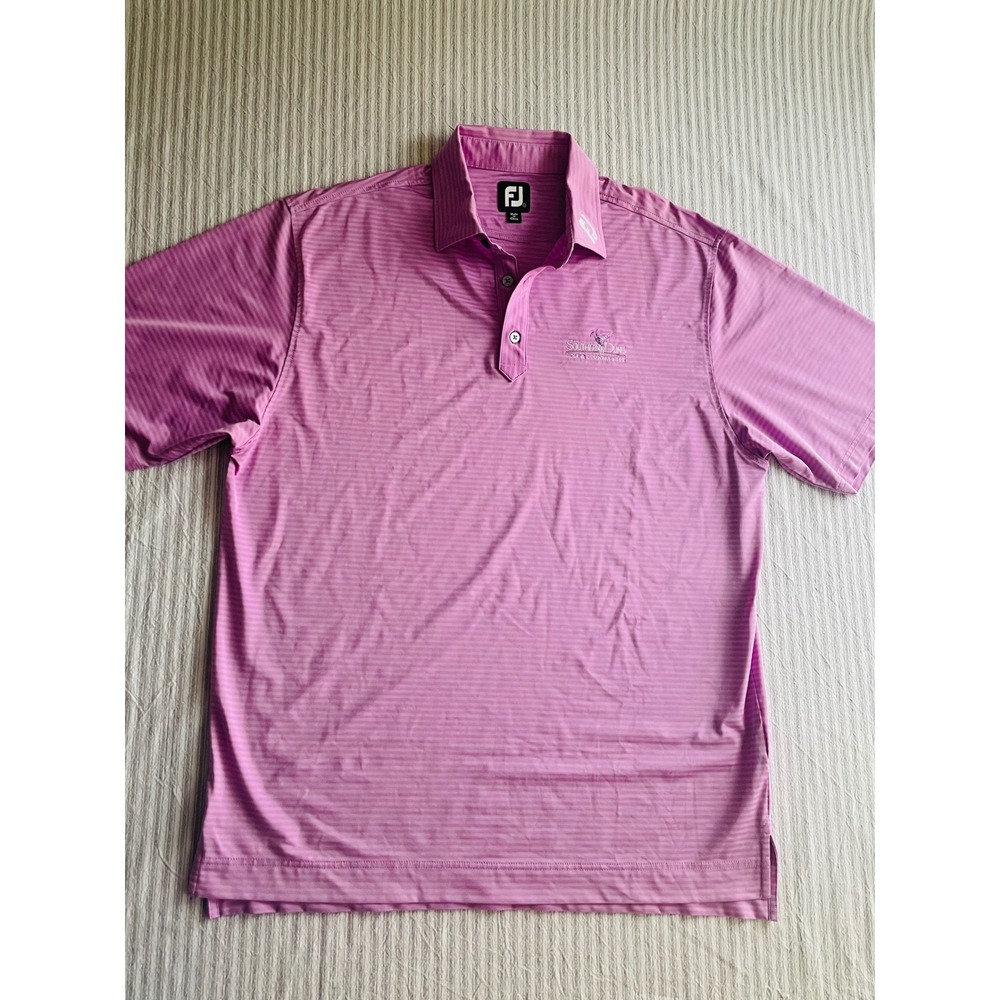 FootJoy Mens Purple Striped Golf Polo Southern Dunes Country Club Size Large